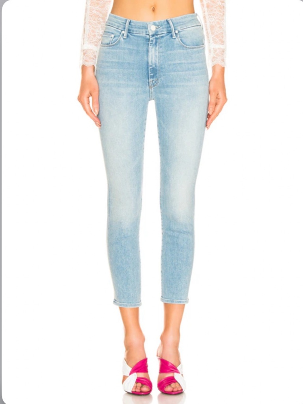 MOTHER The Looker Crop in Swimming Pool Sunday Blue